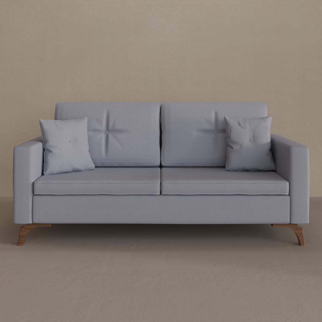 Sofá Viena 1,90 m Linho Cinza Claro Cor 1366 com dois braços de 15cm de largura