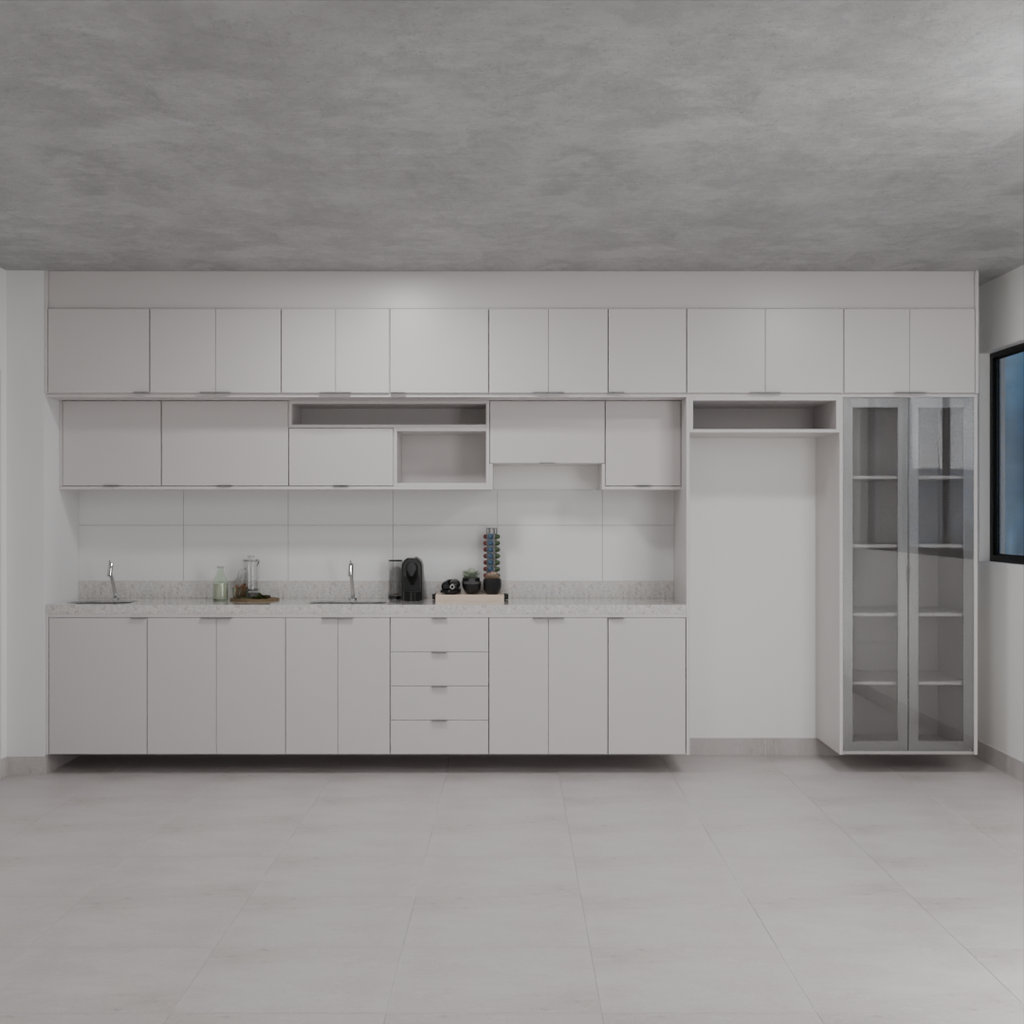 Armário Cozinha Completo sem Nicho para Lava e Seca Cinza Cobalto (Sudoeste / Bias Fortes – Apt 01 02 05 06) (cópia)