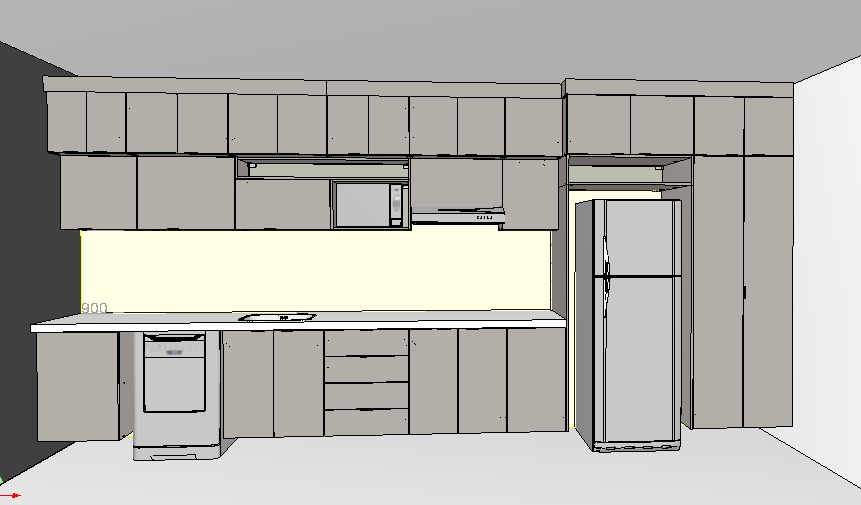 Armário Cozinha Completo com Nicho para Lava e Seca Cinza Cobalto (Sudoeste / Bias Fortes – Apt 01 02 05 06) (Edilane da Silva - 1001)
