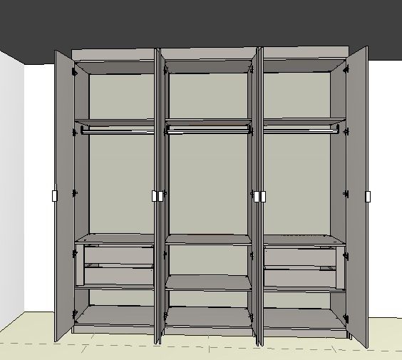 Armário Quarto 6 Portas de Giro Cinza Cobalto (Sudoeste / Bias Fortes - Apt 01 02 05 06) (Edilane da Silva - 1001)