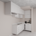 Armário Cozinha Completo Cinza Cobalto (Sudoeste / Bias Fortes - Apt 09) (CxB)