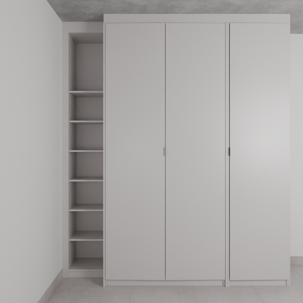Armário Quarto 3 Portas de Giro com Gavetas Cinza Cobalto (Sudoeste / Bias Fortes - Apt 09) (CxB)