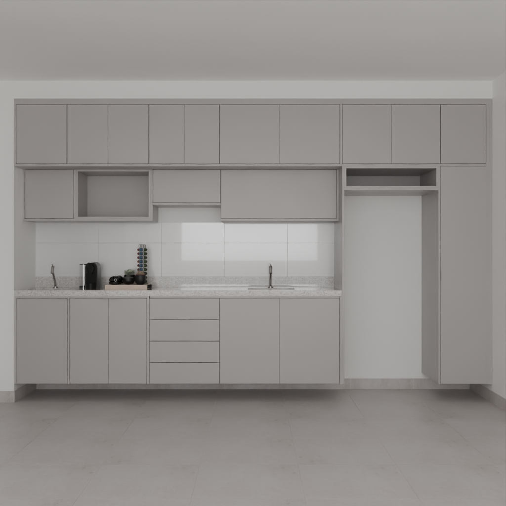 Armário Cozinha Completo Cinza Cobalto (Sudoeste / Bias Fortes - Apt 07 11) (CxB)