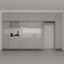 Armário Cozinha Completo Cinza Cobalto (Sudoeste / Bias Fortes - Apt 07 11) (CxB)