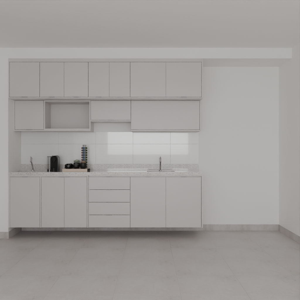Armário Cozinha Inferior e Superior Cinza Cobalto (Sudoeste / Bias Fortes - Apt 07 11) (CxB)