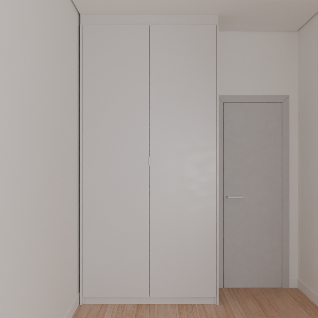 Armário Quarto Solteiro 2 Portas de Giro Cinza Cobalto (Sudoeste / Bias Fortes - Apt 08 10) (CxB)
