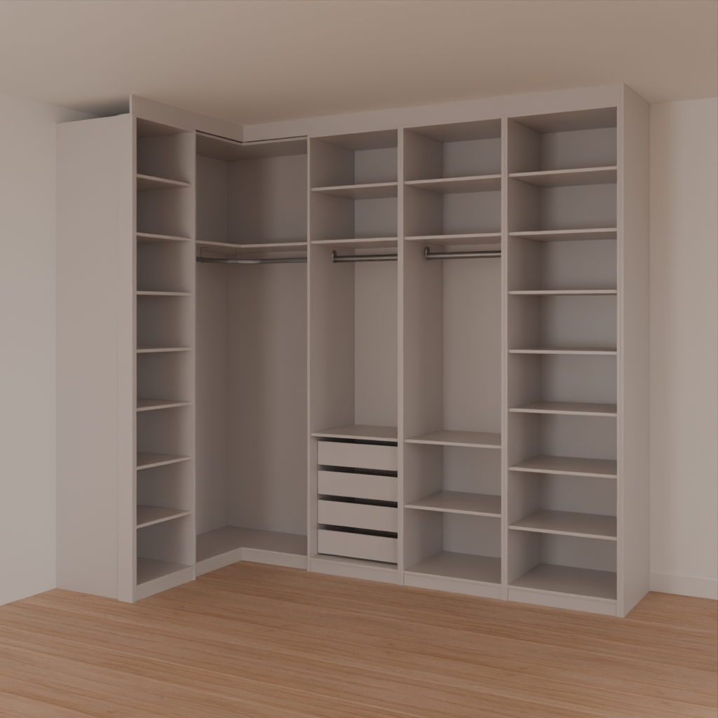 Armário Closet Casal com 4 Gavetas Cinza Cobalto (Sudoeste / Bias Fortes - Apt 03 04) (CxB)