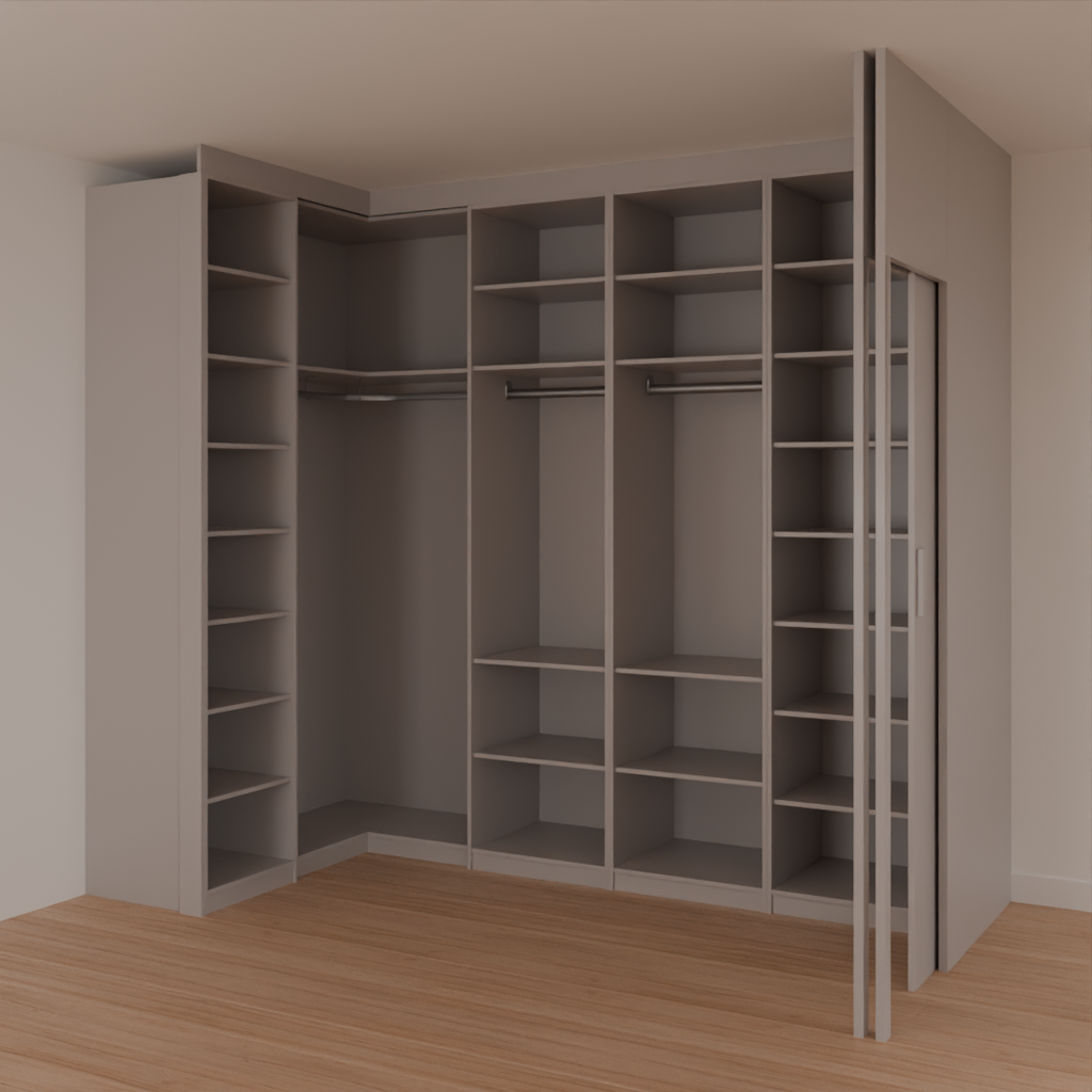 Armário Closet Casal com Porta Cinza Cobalto (Sudoeste / Bias Fortes - Apt 03 04) (CxB)