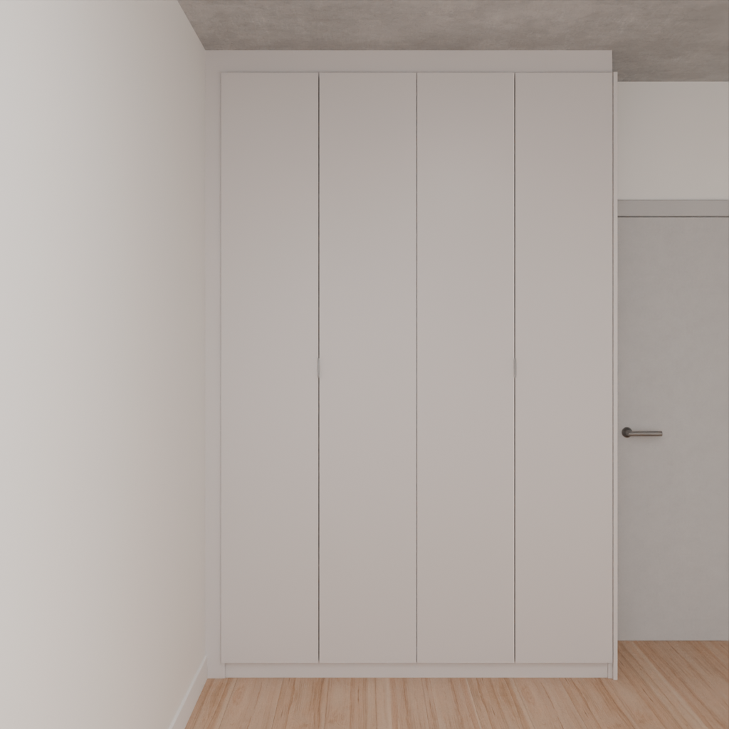 Armário Quarto Solteiro 4 Portas de Giro com Gavetas Cinza Cobalto (Sudoeste / Bias Fortes - Apt 03 04) (CxB)