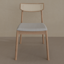 Conjunto de 2 Cadeiras Ceres Ferrati Encosto Palhinha Madeira Imbuia Tecido Cinza Claro 2519