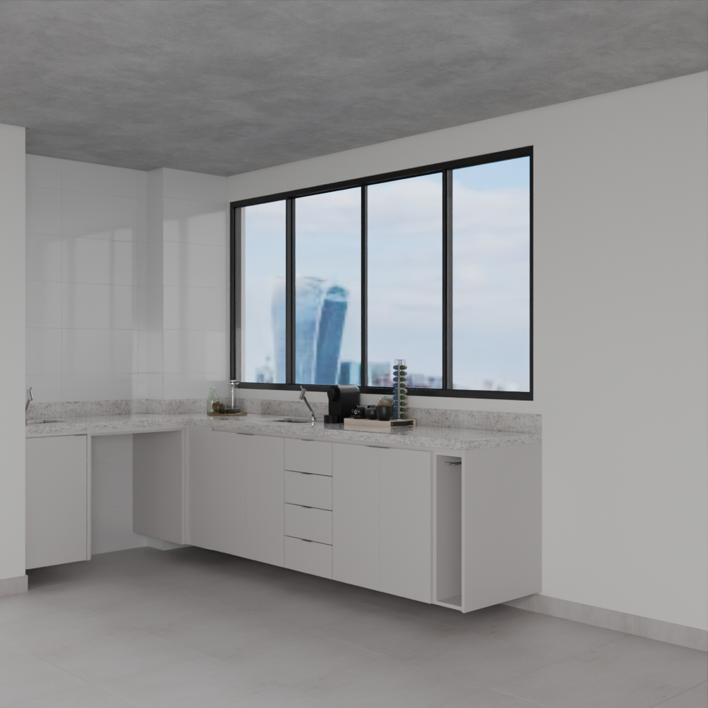 Armário Cozinha Inferior Cinza Cobalto (Sudoeste / Bias Fortes - Apt 08 10) (CxB)