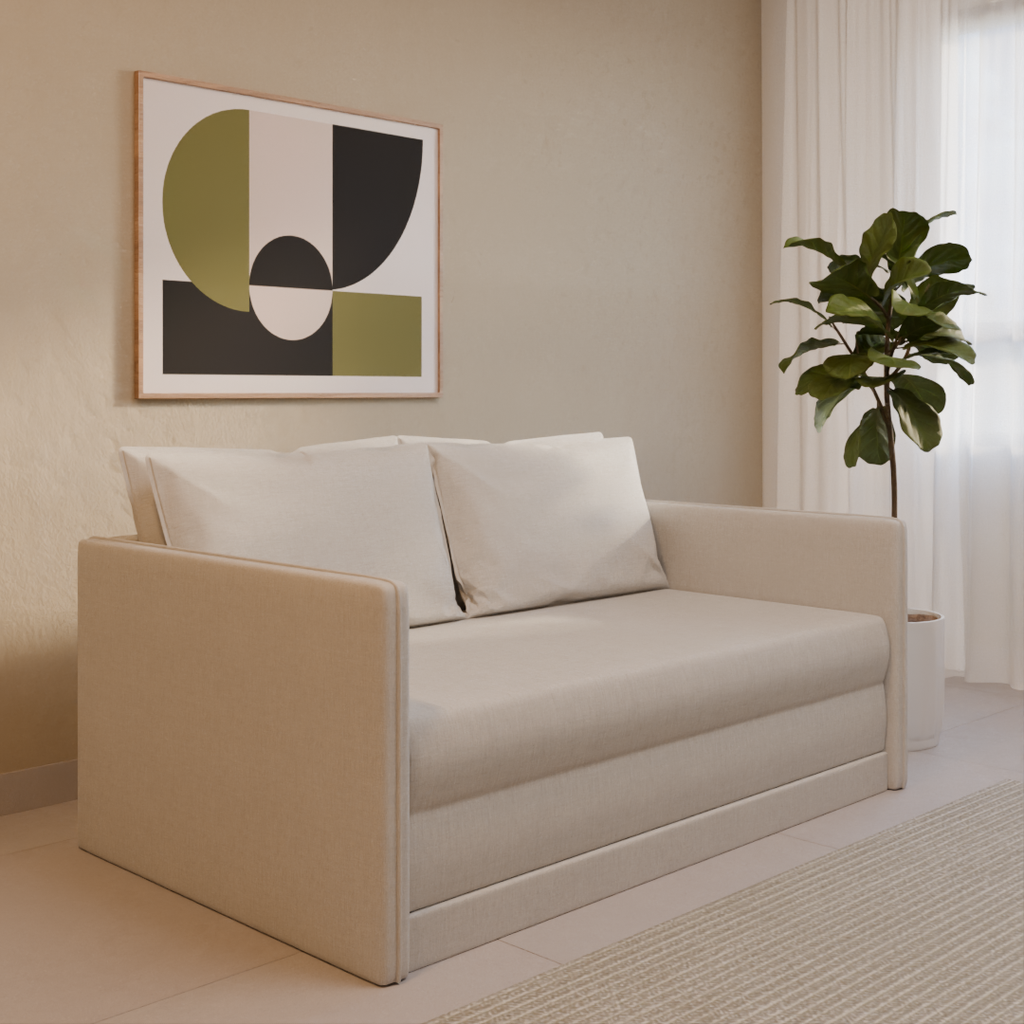 Sofá-Cama Dom Noa Studio 177x107x94cm (LxPxA) Poliéster Cinza Claro