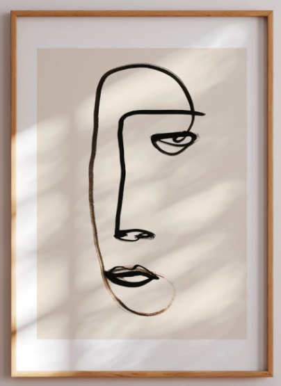 Quadro Decorativo Desenho Orgânico Rosto Humano  40 x 50
