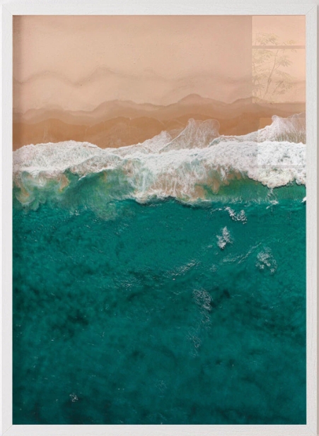 Quadro Decorativo Poster Fotografia Praia Vista Aérea - Mar, Azul, Areia 50 x 70