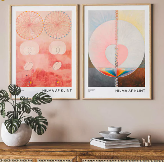 Conjunto 2 Quadros Hilma Af Klint Old Age e The Dove 50 x 70