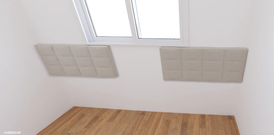 Cabeceira Solteiro Quadrados 0,90 - Tecido Boucle Off White 3536