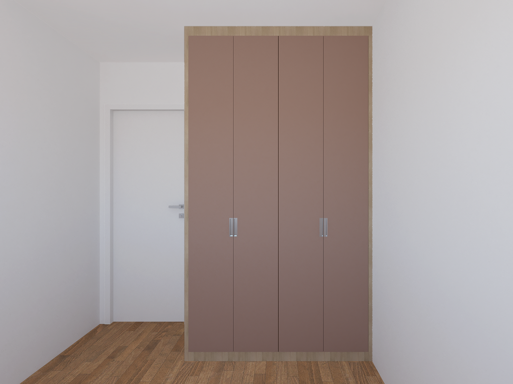 Armário Quarto 1,40 m Lisa - Cor Carvalho e Blush