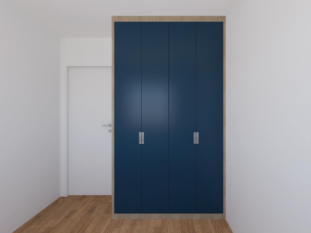 Armário Quarto 1,40 m Lisa - Cor Carvalho e Mediterrâneo