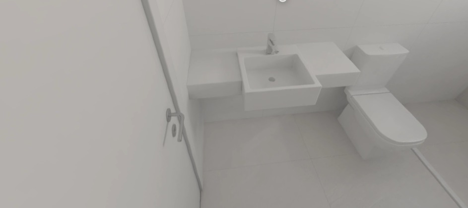 PADRÃO CONSTRUTORA: Bancada em Prime Branco com Cuba de Semiencaixe + Filete no Box somente no Piso em Prime Branco - Tipo I (Banho Suíte 1) 2001