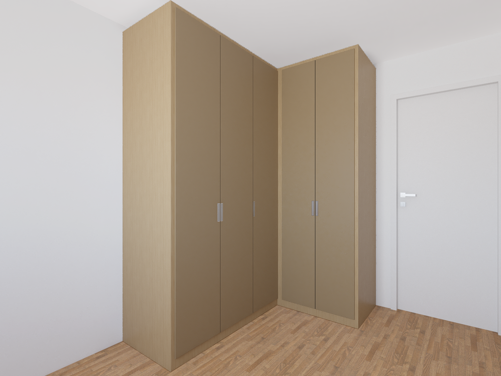 Armário Suíte 1,40 m + 1,90 m Lisa - Cor Areal e Taupe
