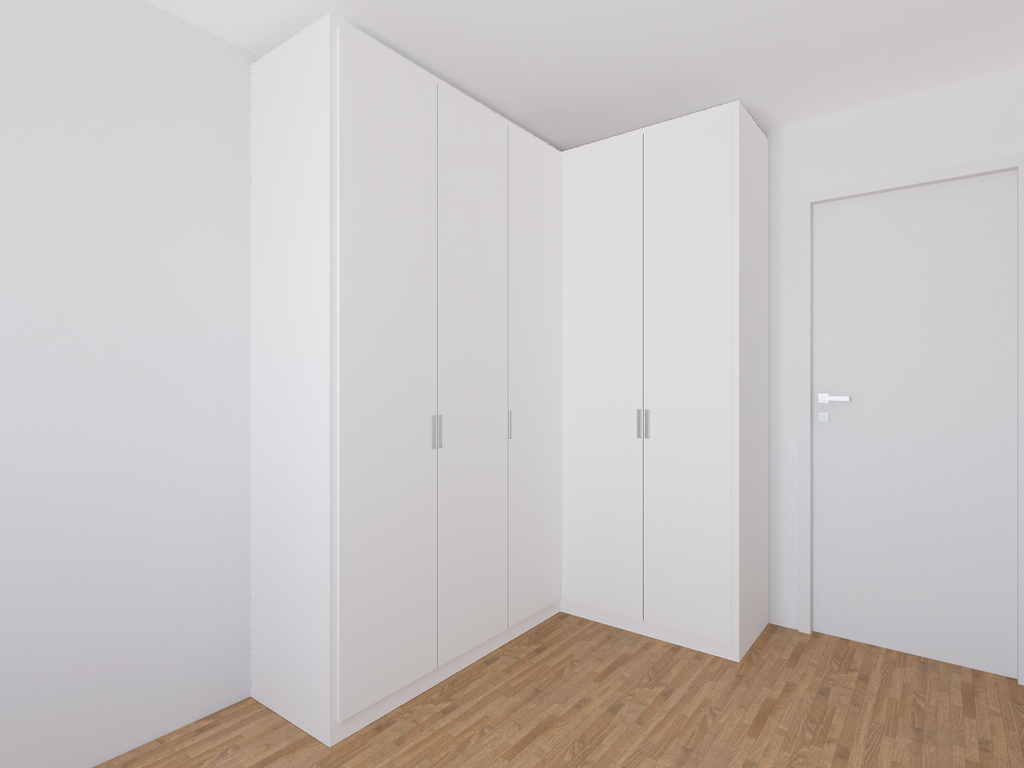 Armário Suíte 1,40 m + 1,90 m Slim - Cor Branco e Branco