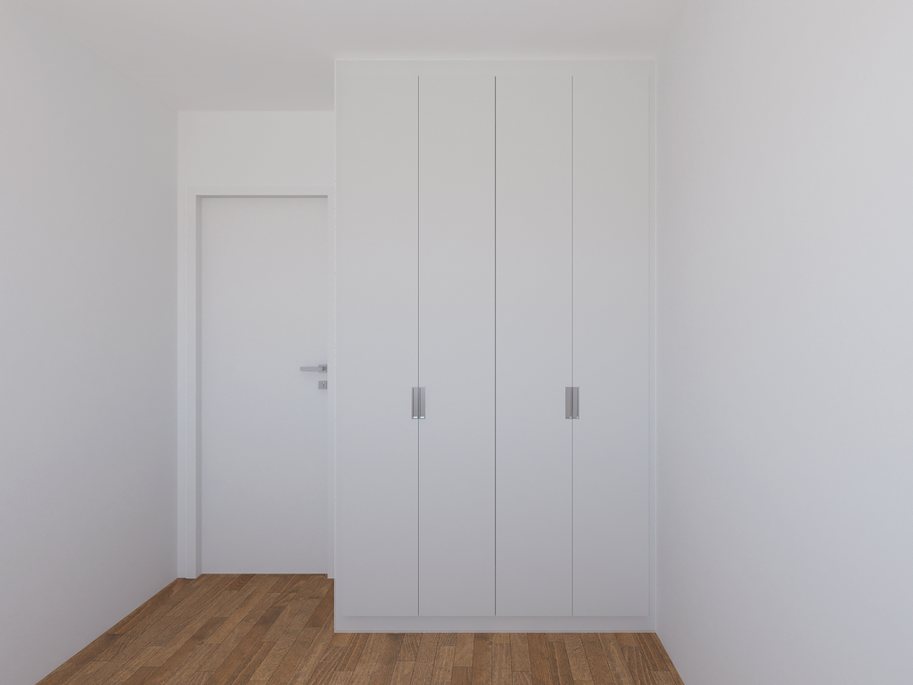 Armário Quarto 1,40 m Slim - Cor Branco e Branco